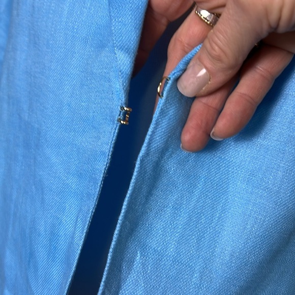 Boston Proper Modern Length Elbow Sleeve Linen Blazer in Blue Topaz NWOT M - Picture 6 of 16